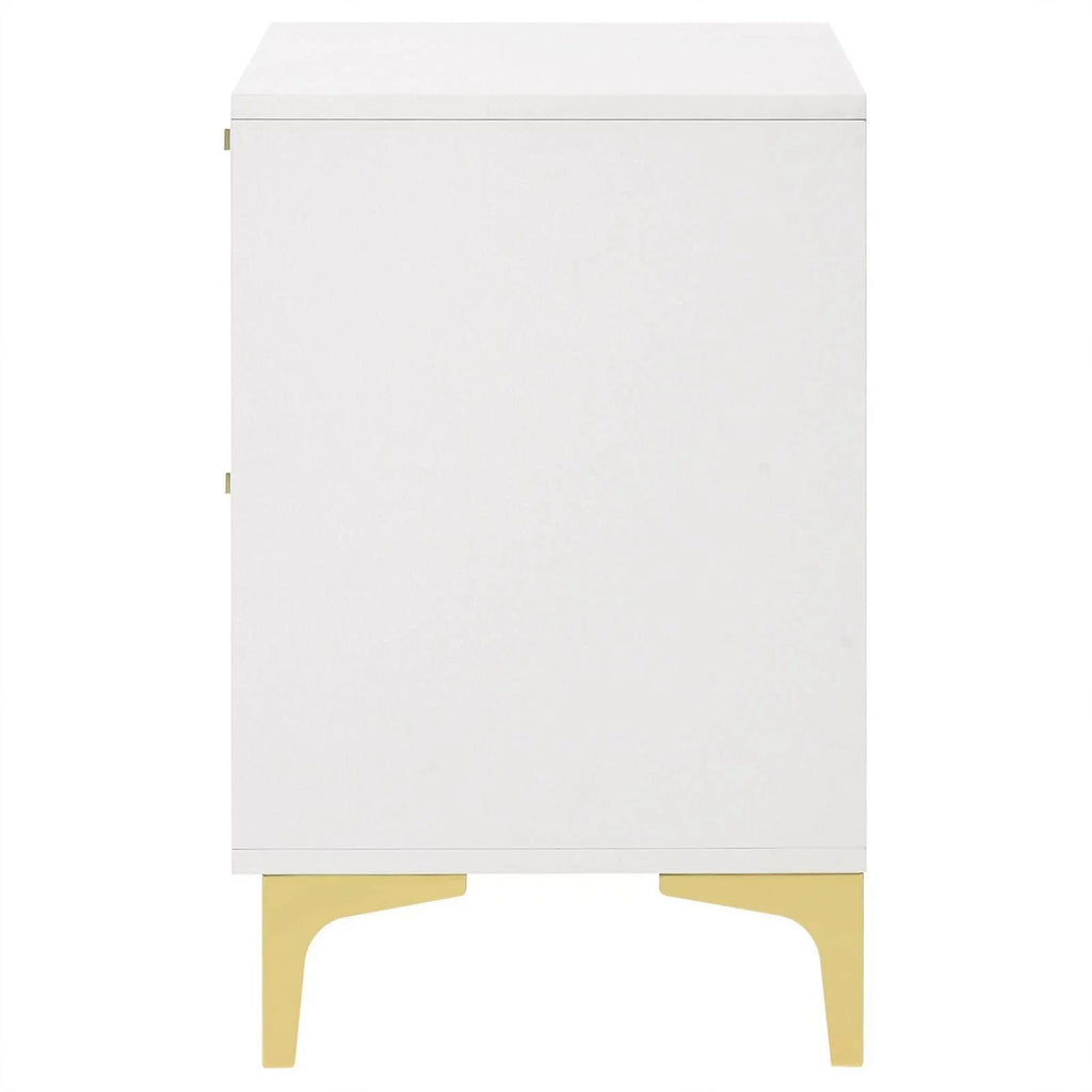 White 2-drawer Wood Nightstand with Metal Base P525936