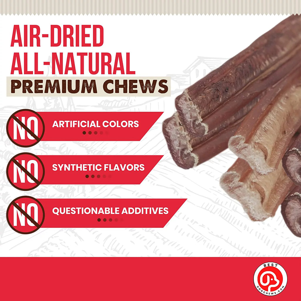 12 Inch 6 Count All Natural Grain Free Rawhide Free Beef Dog Chews D641