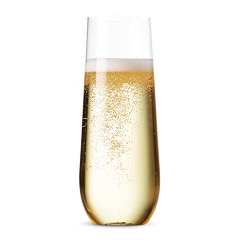 48 Pack 9 Oz Clear Stemless Plastic Champagne Flutes Z834