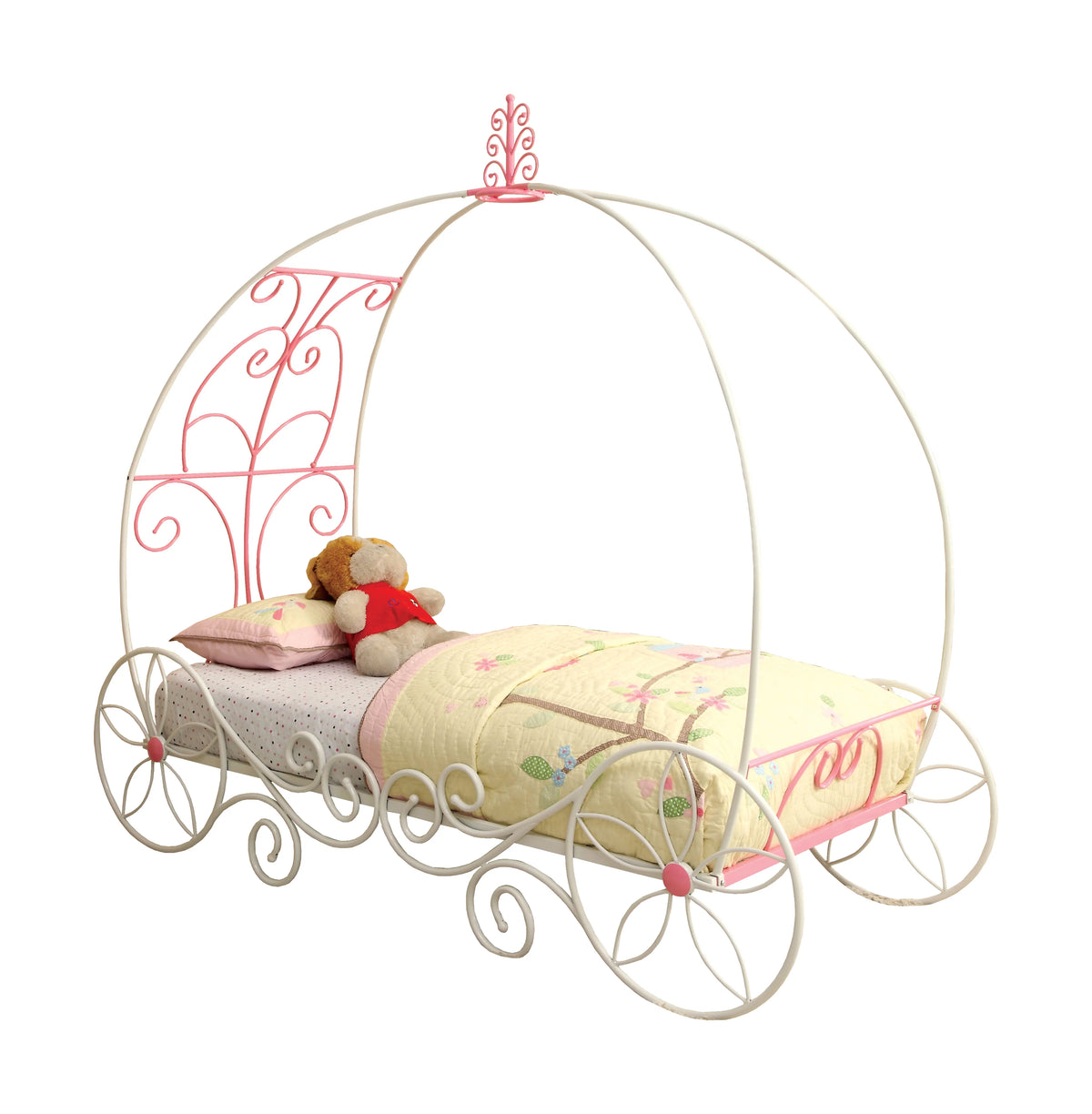 Twin Pink and White Panel Bed D453673