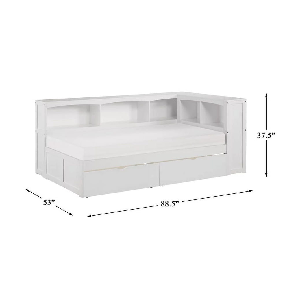 White 5-Shelf Wood Twin Corner Bed P786480