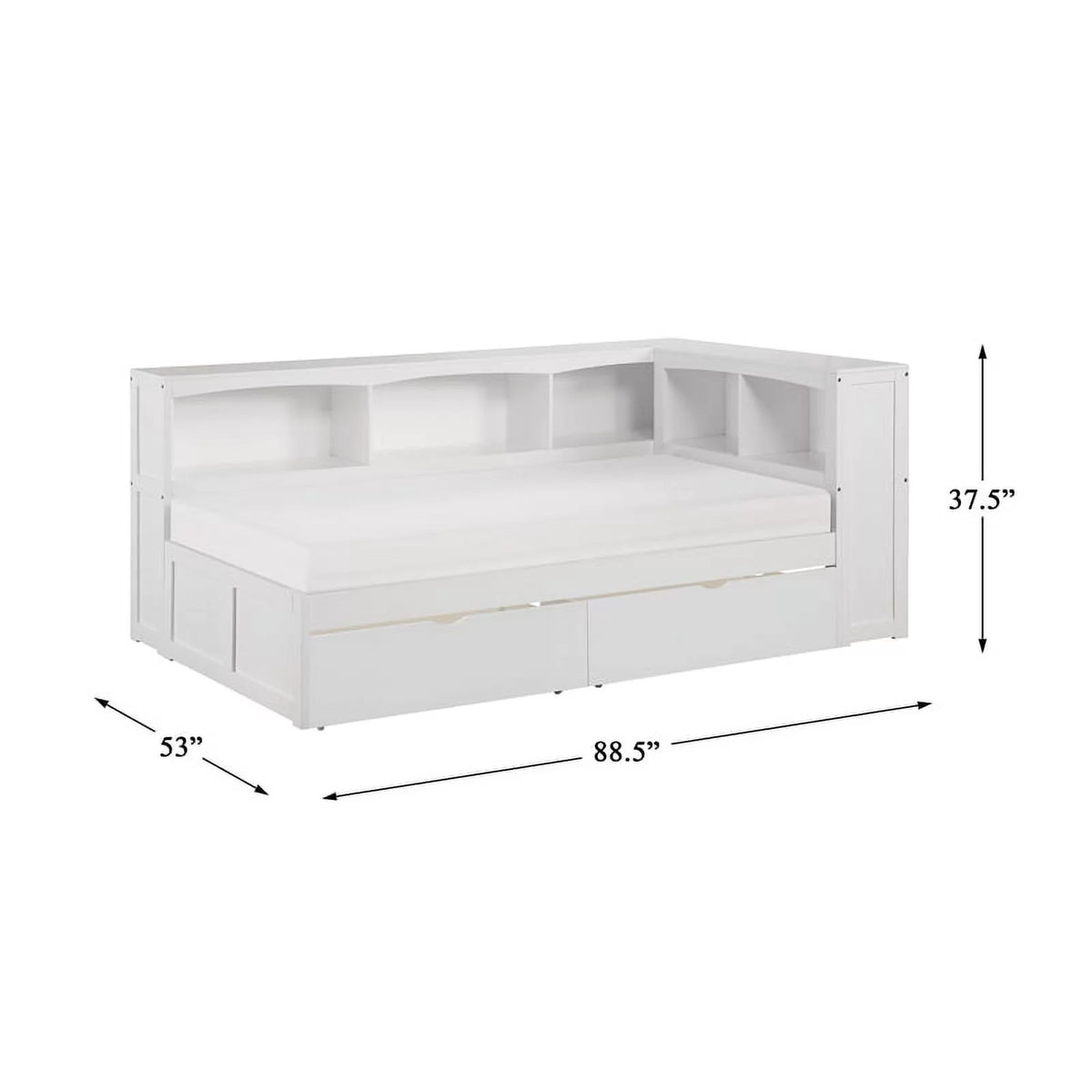 White 5-Shelf Wood Twin Corner Bed P786480
