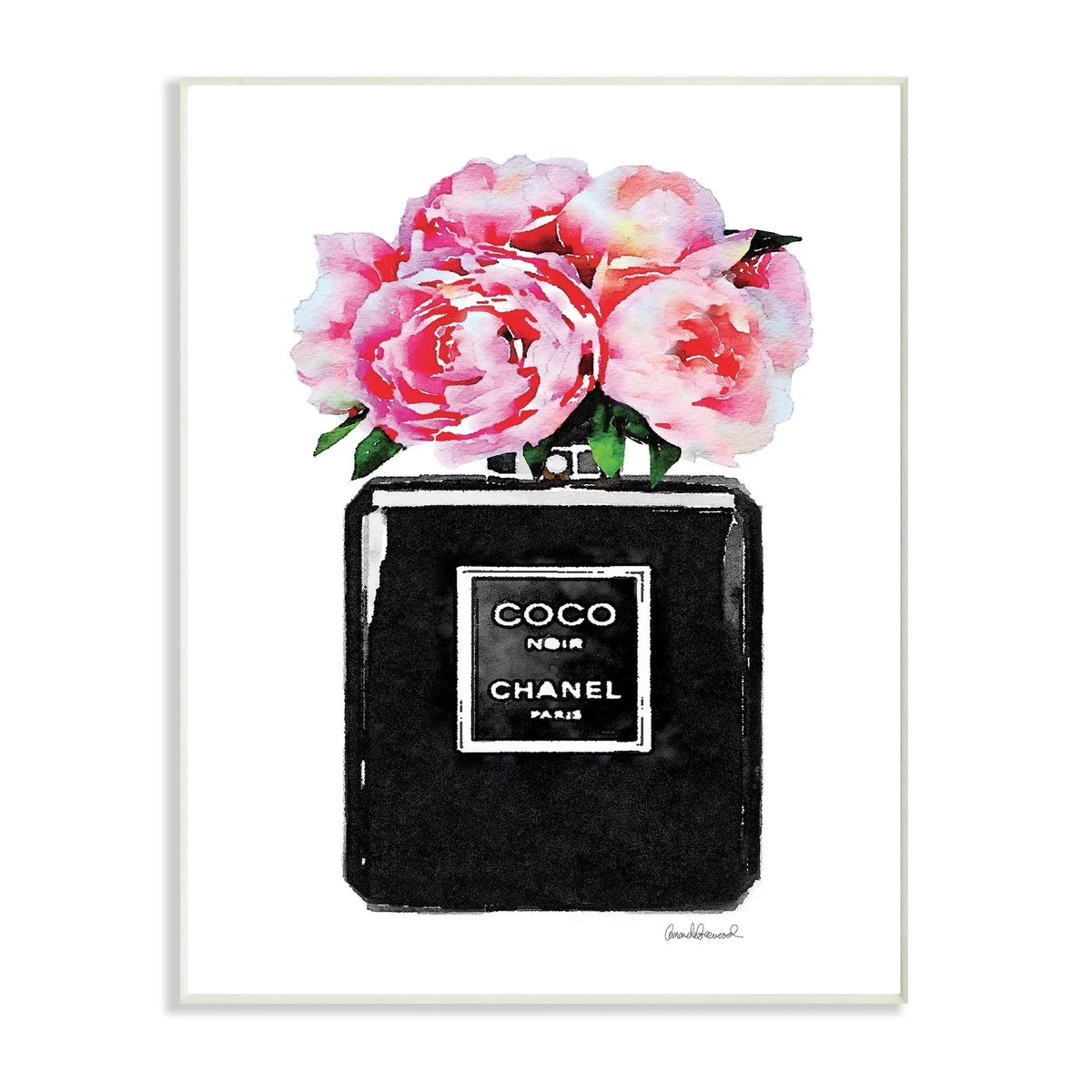 Black Peony Pink Wall Plaque Art F9290