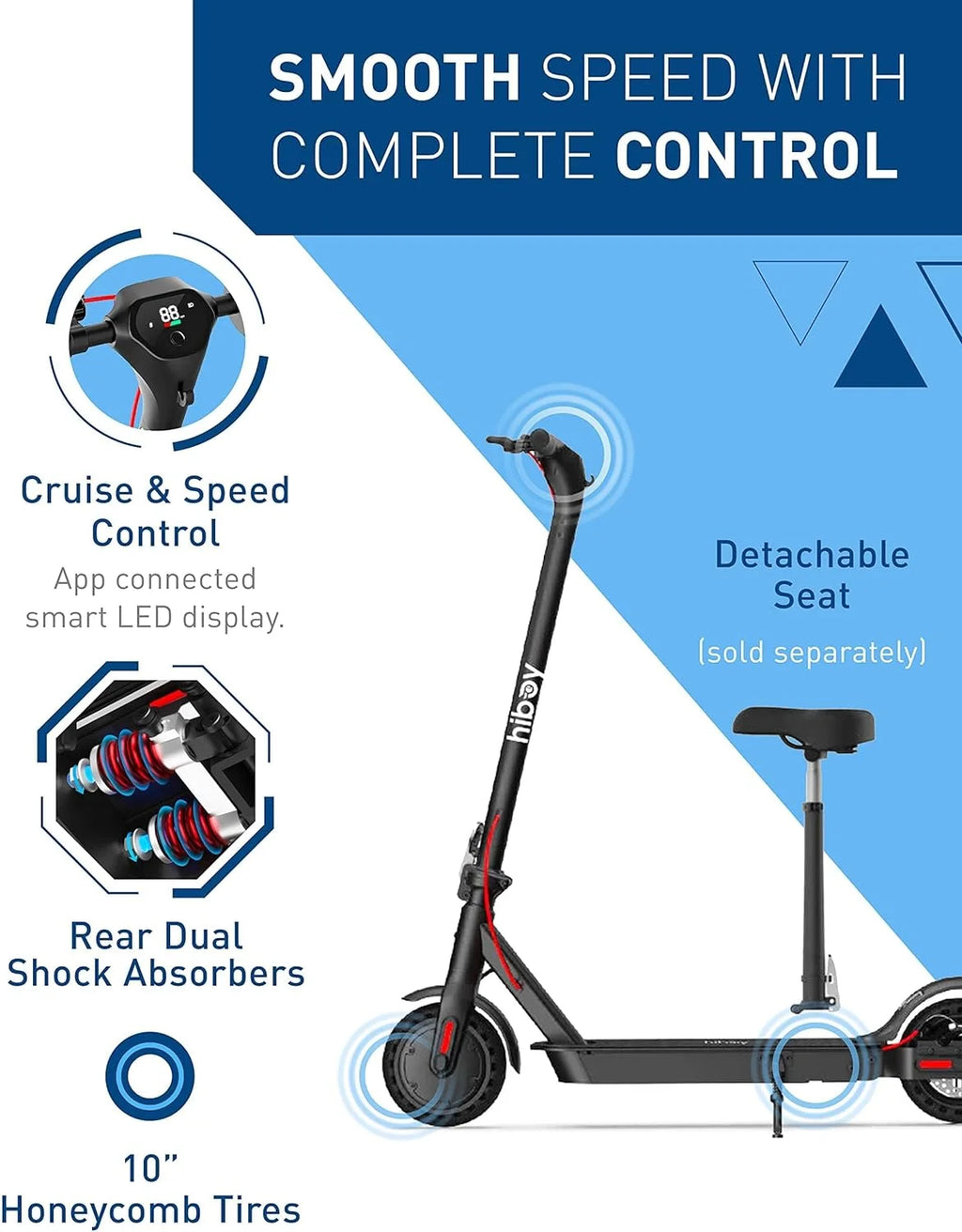 Electric Scooter, 500W Motor, 10 Honeycomb Tires, 25 Miles, 19 MPH Q628