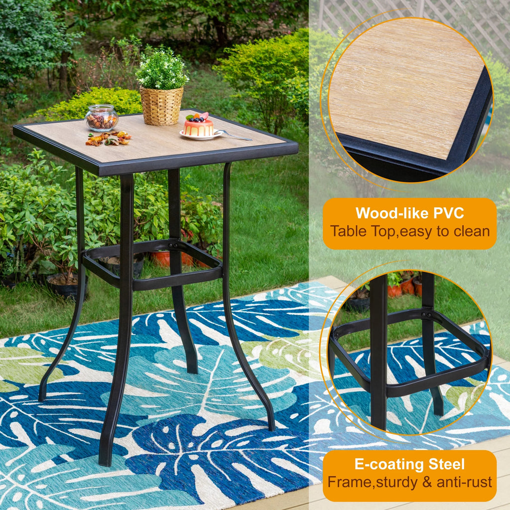 40" Black Patio Bar Table with Metal Frame S2034