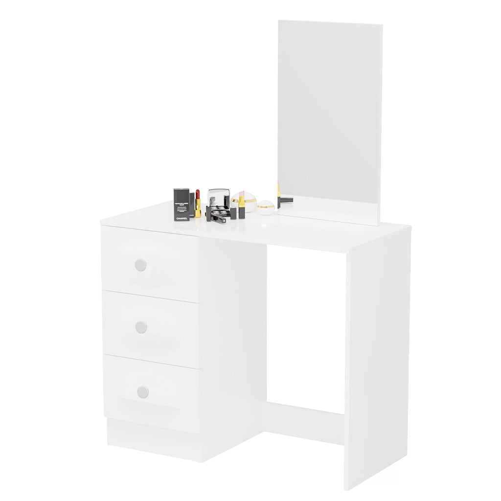 White 3 Drawer Vanity Table with Mirror O553508
