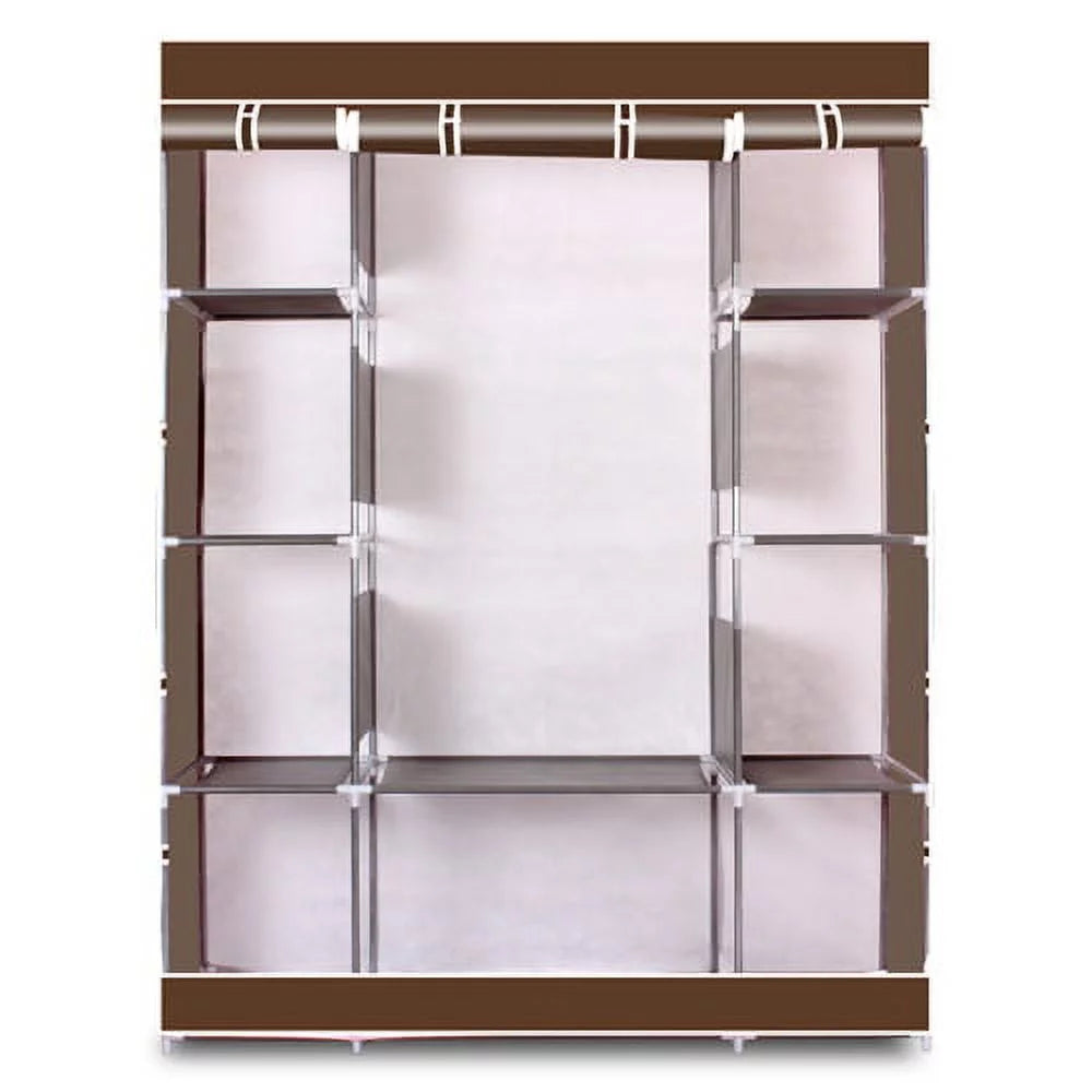 4-Tier Portable Closet Storage Organizer Wardrobe Clothes Rack with Shelves E758