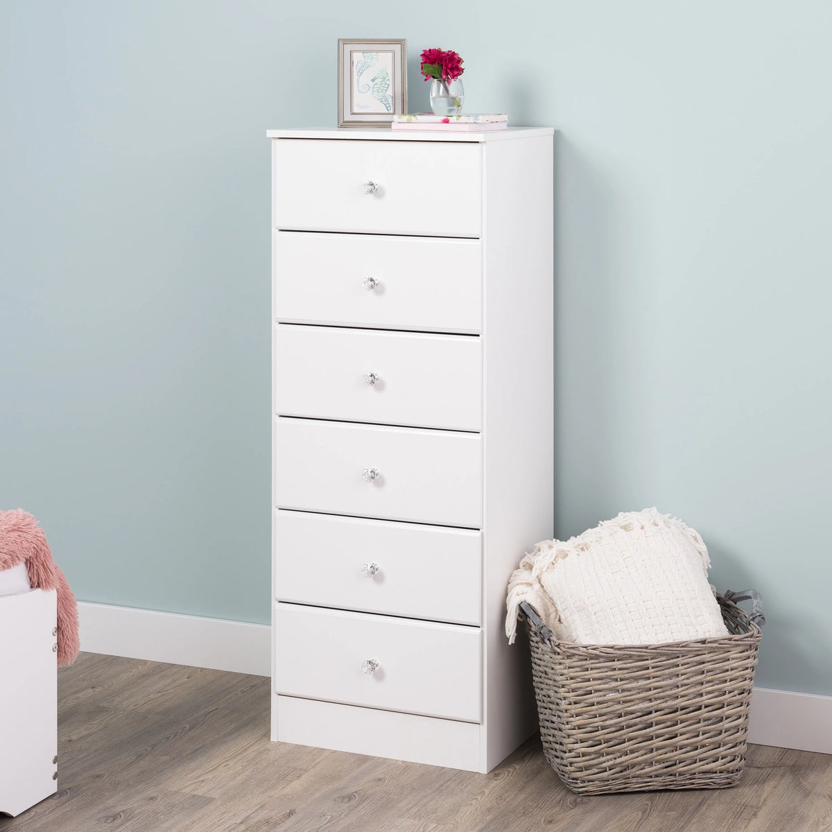 6 Drawer Tall Chest Crystal White V151