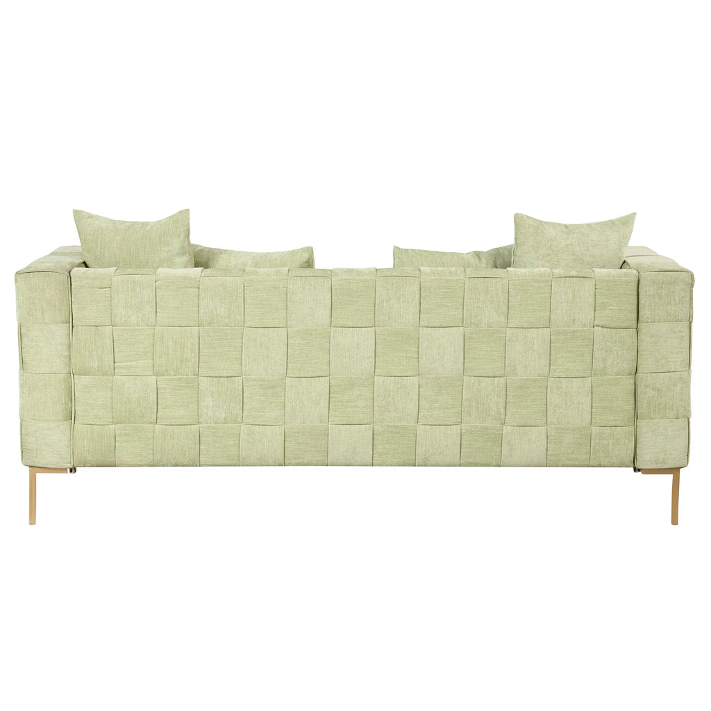 Green Chenille Upholstered 3-Seat Sofa Couch G10892