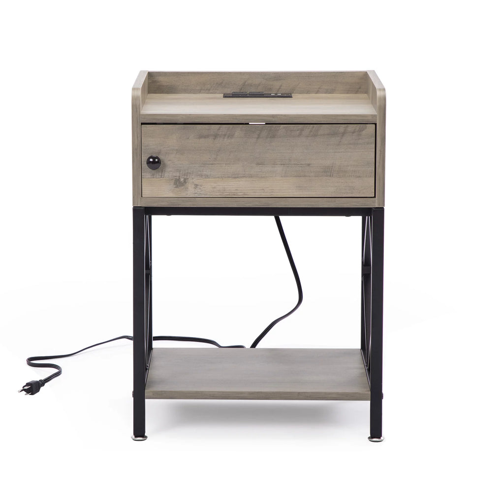 Set of 2 Night Stand with USB Port and Storage Shelf W89856