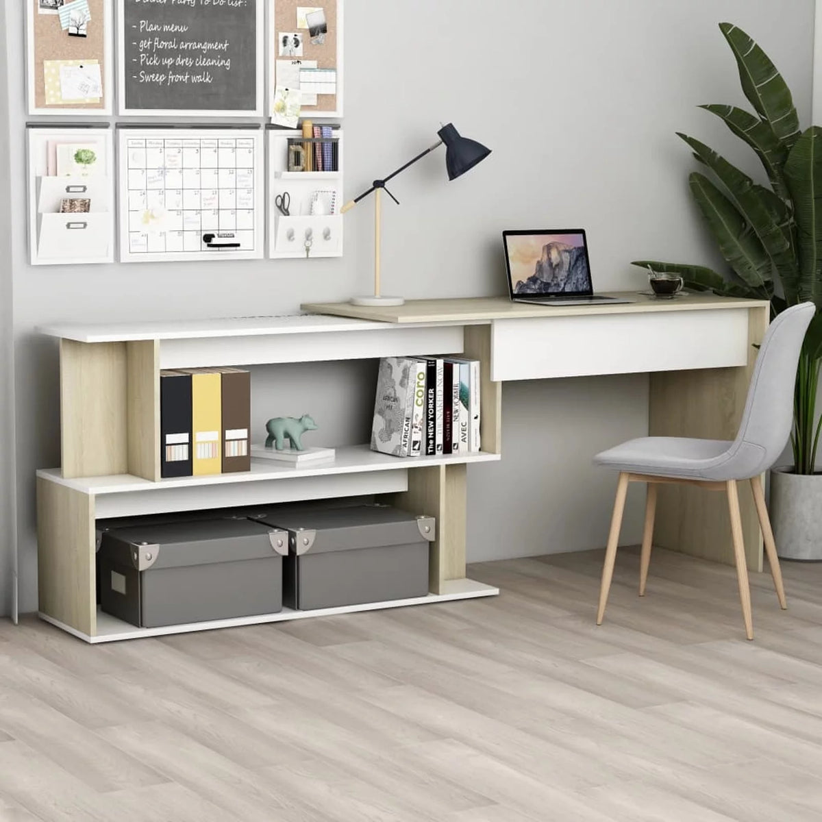 White and Sonoma Oak Corner Desk Z86531